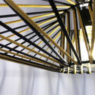 BASTO Groe dekorative Wandleuchte Zweifarbige bespannt in Schwarz und Mustard Gelb.