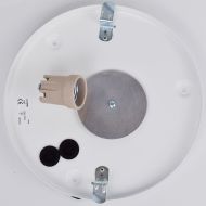 DIAMO Flache runde Wandleuchte aus Glas Wanteil aus Metall mit Keramik-Fassung E27.