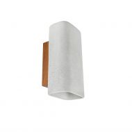 CONTEAK Elegante Wandleuchte aus Beton fr innen oder aussen Betonfarbe Natur mit Teak-Holz.