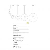 HIGH MOON Kugel-Pendelleuchte matt wei Abmessungen der Kugel-Pendelleuchte.