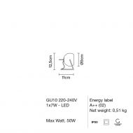 BELUGA Kleine Beistell-Leuchte Chrom Abemssung der kleine Beisstell-Leuchte.