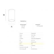 TUBO Zylindische Deckenleuchte aus Opalglas Abmessung der kleineren Deckenleuchte.