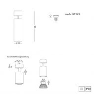 MINO Beweglicher Deckenspot Abmessung Deckenspot.