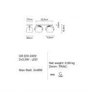 BELUGA 2-flammige Wand- und Deckenleuchte Abmessung der 2-flam. Kugel-Wand- oder Deckenleuchte.