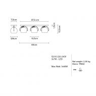 BELUGA COLOR 3-flammige Wand- und Deckenleuchte Abmessung der Kugel-Wand- oder Deckenleuchte.
