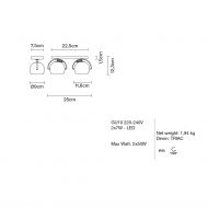 BELUGA CHROME 2-flammige Wand- und Deckenleuchte Abmessung der Kugel-Wand- oder Deckenleuchte.
