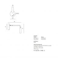 MIHO Dimmbare Wandleuchte mit beweglichem Arm Abmessungen der dimmbaren Wandleuchte.