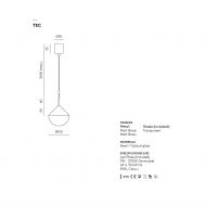 NOEL Dimmbare Design Pendelleuchte Abmessungen der kleinen Pendelleuchte.