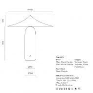 CRON Elegante Design Tischleuchte Abmessung der eleganten Tischleuchte.