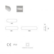 BONNI Lange Wandleuchte mit LED Up- und Downlight Abmessung der langen Wandleuchte.