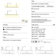 SYBILLA Lange schmale LED Linien-Pendelleuchte hhenverstellbar Abmessungen der Linienleuchte.