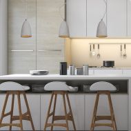 Schwarze Beton Pendelleuchte Glockenform  15cm Stilvolle Beleuchtung fr Kchentheke.