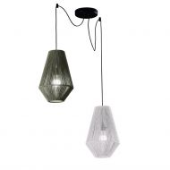 KIT POP 2-flam. Pendelleuchte mit buntem Schirmen 2-flammige Pendelleuchte mit Stoffkordel-Schirm (UKELELE).