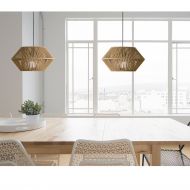 KIT POP 2-flam. Pendelleuchte mit buntem Schirmen Schne Esstisch-Pendellampe, Naturtne.