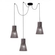 KIT POP 3-flam. Pendelleuchte mit buntem Schirmen 2-flammige Pendelleuchte mit Stoffkordel-Schirm.