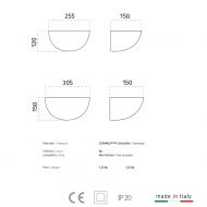 EVI II Groe Wandlampe halbrund Abmessung der halbrunden Wandlampe.