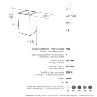 ZRICH Architektonische Auenwandleuchte Abmessung und Lumen der Wandleuchte.