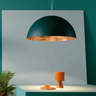 AMEDEO Halbkugel Pendelleuchte mit 50 cm Durchmesser Dunkelgrne Oberflche Jungle green.