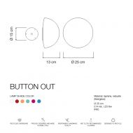 BUTTON OUT Bunte Outdoor Wandlampe Abmessung der Lampe.