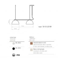 ABSIS Hngelampe 2-flammig 72 cm lang Abmessung Hngelampe mit 2 gr. Schirmen.