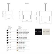 CAIN DOUBLE Design Pendelleuchte mit Textil Pendellampe aus Spanien, Abmessung.