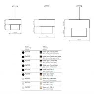 CAIN DOUBLE XL Design Pendelleuchte mit Textil Pendellampe aus Spanien, Abmessung.