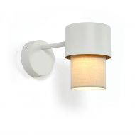 CAIN Design Wandlampe mit Textil Weie Wandlampe mit beigem Schirm.