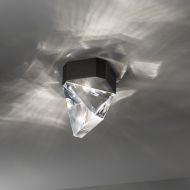 DIAMONY Kleine Kristall-Deckenleuchte Die Deckenlampe mit Halterung in Anthrazit.