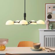 JLLAND 5-flammige Hngeleuchte Opalglas Moderne Hngeleuchte fr runden Esstisch.