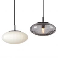 MAGLIA Pendelleuchte mit ovalem Glas Pendelleuchte Glas  20 cm, Rauch und Opal.