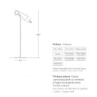 JEENA Moderne Bodenstehleuchte mit spitzem Kegelschirm Abmessung der farbigen Stehleuchte JEENA.