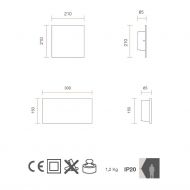 KEOI Wandleuchte mit Stein-Oberflche Abmessung der Stein-Wandleuchten.