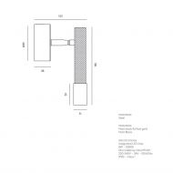 YCRO Heller, beweglicher Deckenspot Abmessungen des Deckenstrahlers.