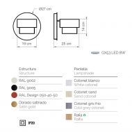 CAIN L Design Wandlampe mit Textil Wandleuchte in verschienden Farben.