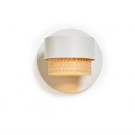 CAIN L Design Wandlampe mit Textil Wandleuchte in Grauwei mit Bast-Schirm.