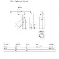 MOON Schienen-Spot 9 Watt Lumen, CRI und Abstrahlwinkel.