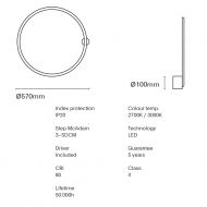 AROS Ring-Wandleuchte Abmessungen der Ring-Wandlampe.