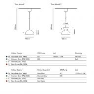 TIRES Design Pendelleuchte in gedeckten Farben Abmessungen der Pendeleuchte.