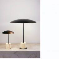 DRUMS Gro�e Design-Tischleuchte Exklusive Designleuchte - Bronze und Travertino