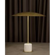 DRUMS Gro�e Design-Tischleuchte Besondere Tischlampe in Messing und mit wei�em Marmor-Fu�.