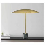 DRUMS Groe Design-Tischleuchte Besondere Tischlampe in Messing und mit grnem Marmor-Fu.