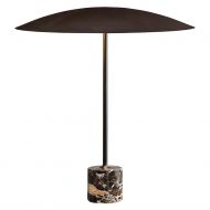 DRUMS Groe Design-Tischleuchte Matt-schwarze Oberflche mit braunen Marmorfu.