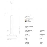 BCN 55 LED Pendelleuchte Dim-to-warm Abmessungen der Pendeleuchte.