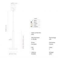 BCN 30 LED Pendelleuchte Abmessungen der Pendeleuchte.