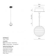 DOUL Kleine Pendellampe mit Glasschirm Abmessung der kleine Pendellampe.