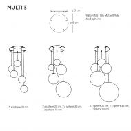 HIGH MOON 5-flammiges Kugel-Pendelleuchten-Set Abmessungen der 5-flammigen Pendelleuchten-Sets.