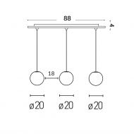 HIGH MOON 3-flammige Pendelleuchte Abmessungen der 3-flammigen Pendelleuchten-Sets.