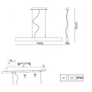 FELO Schmale LED Pendelleuchte aus Holz Abmessungen der langen Leuchte.
