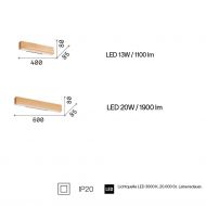 FELO Schmale LED Wandlampe aus Holz Abmessungen der Wandleuchte.