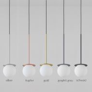 MIORI Kleine Kugelglas Pendelleuchte Halterung in Silber, Kupfer, Gold, Graphit, Schwarz.